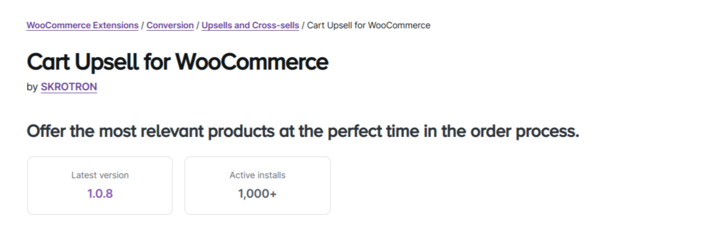 Cart upsell for woocommerce