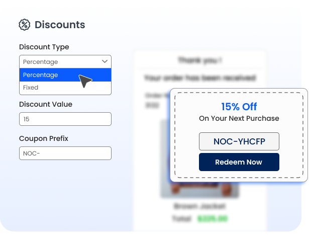 Discounted coupons for repeated purchase