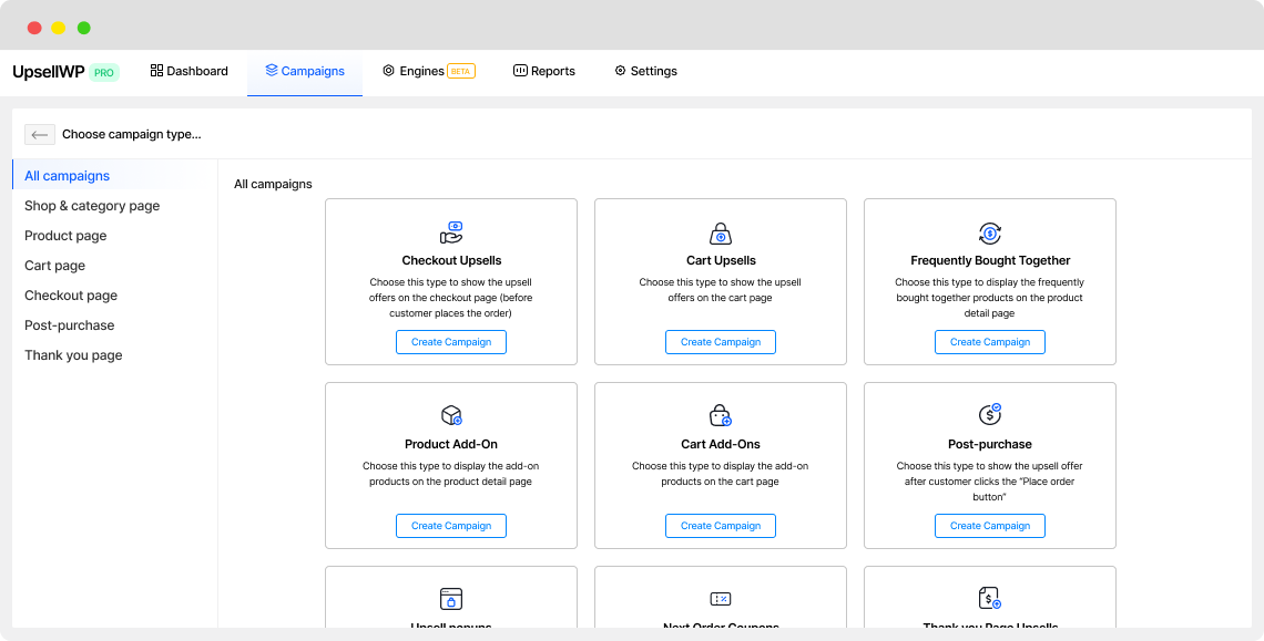 types of campaigns page