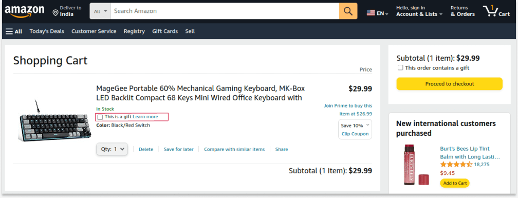 Amazon's order bump offer
