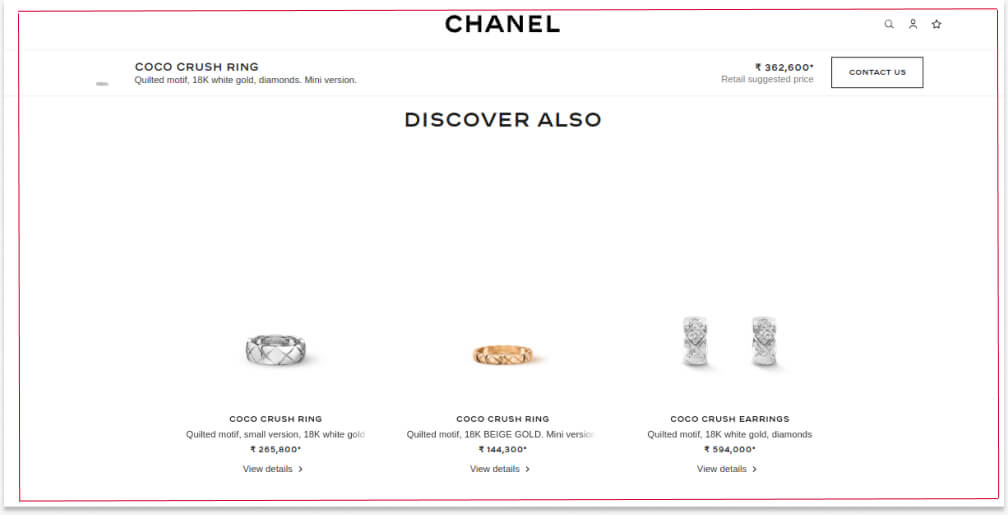 Chanel’s related product suggestions