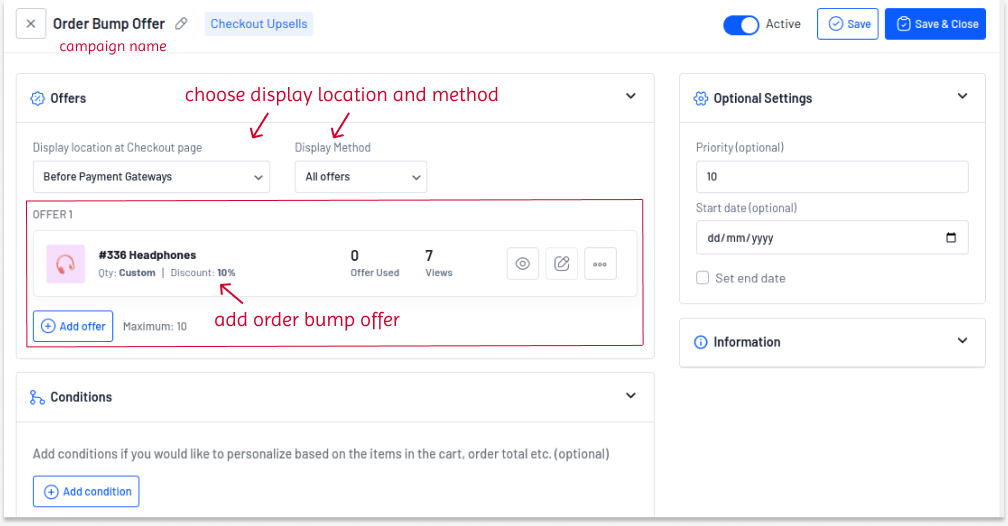 Creating an order bump offer
