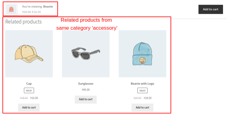 Default WooCommerce related product recommendations