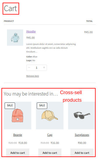 Displaying cross-sells as related products