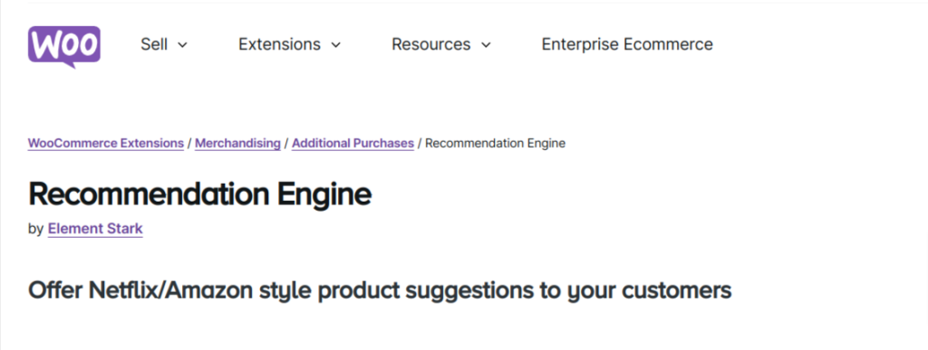 Recommendation Engine by Element Stark