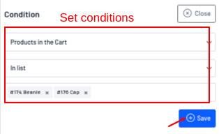 Setting conditions for cart add-ons