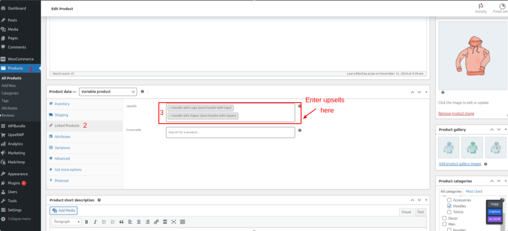 Setting up upsells as related products