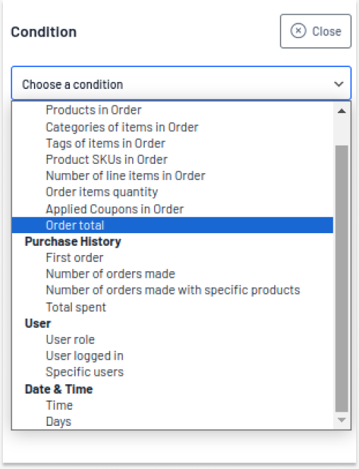 Purchase Conditions To Display Upsell Offers