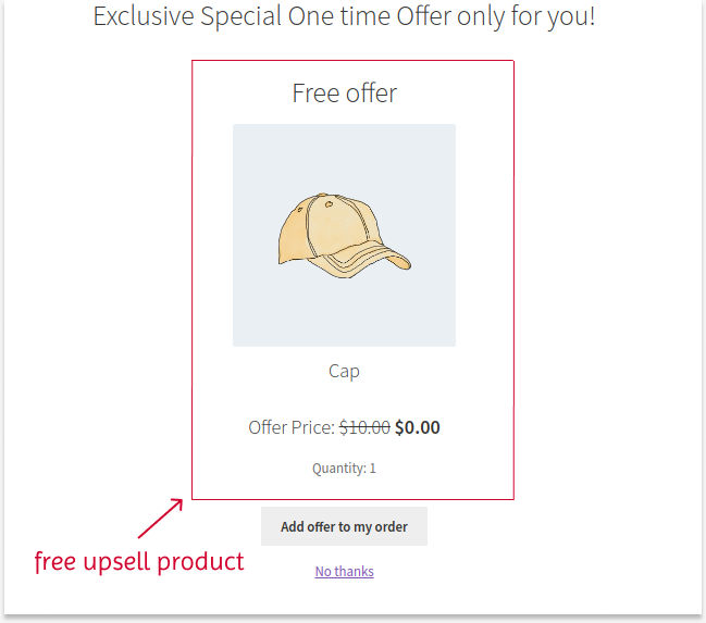 Showing free product as upsell