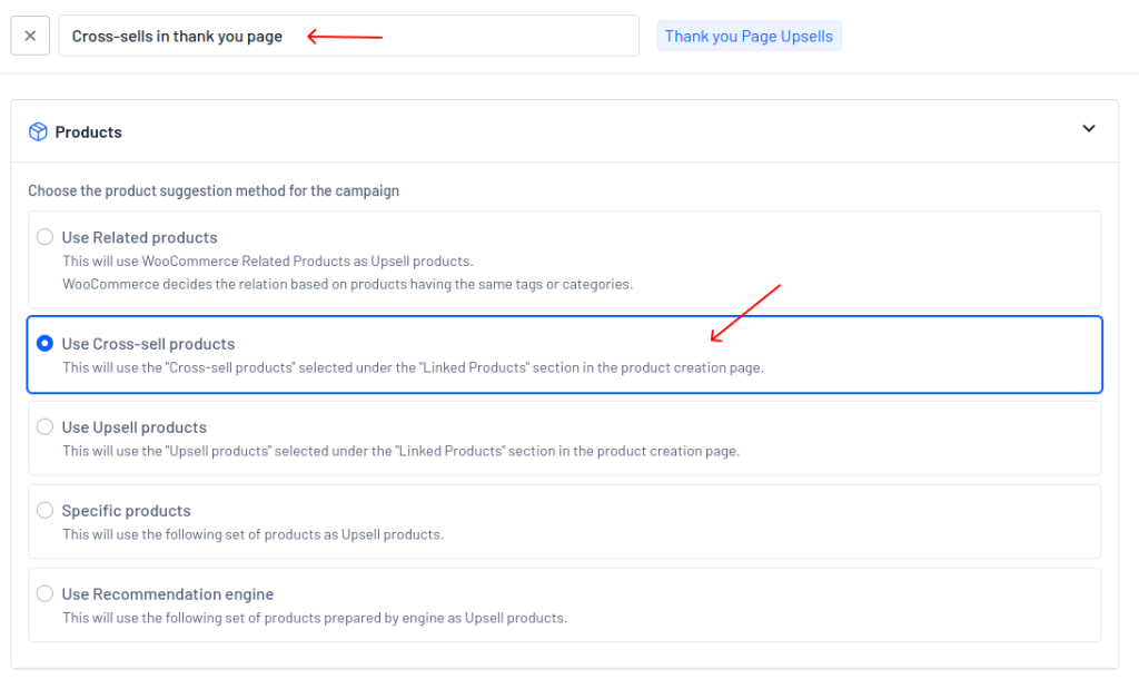Creating thank you page upsell campaign