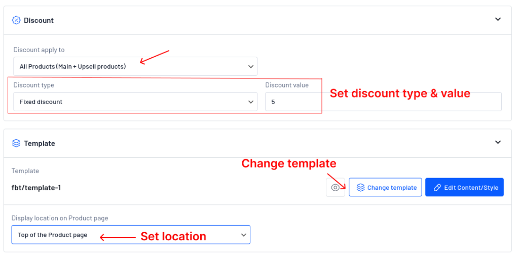 Editing location, discounts and template for cross-sells in woocommerce