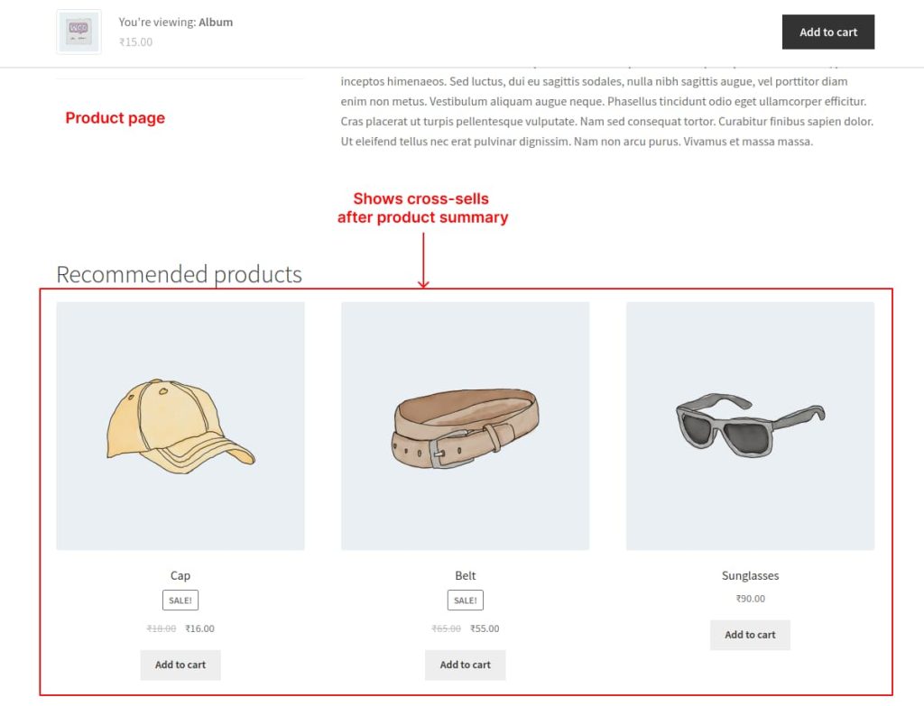 Showing cross-sells on the product page of WooCommerce