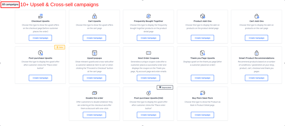 Upsell and cross-sell campaigns in UpsellWP