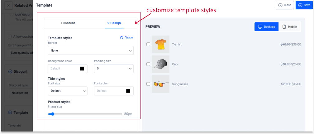 Customizing add-on template styles