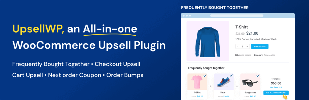 Plugin page of UpsellWP WooCommerce checkout plugin