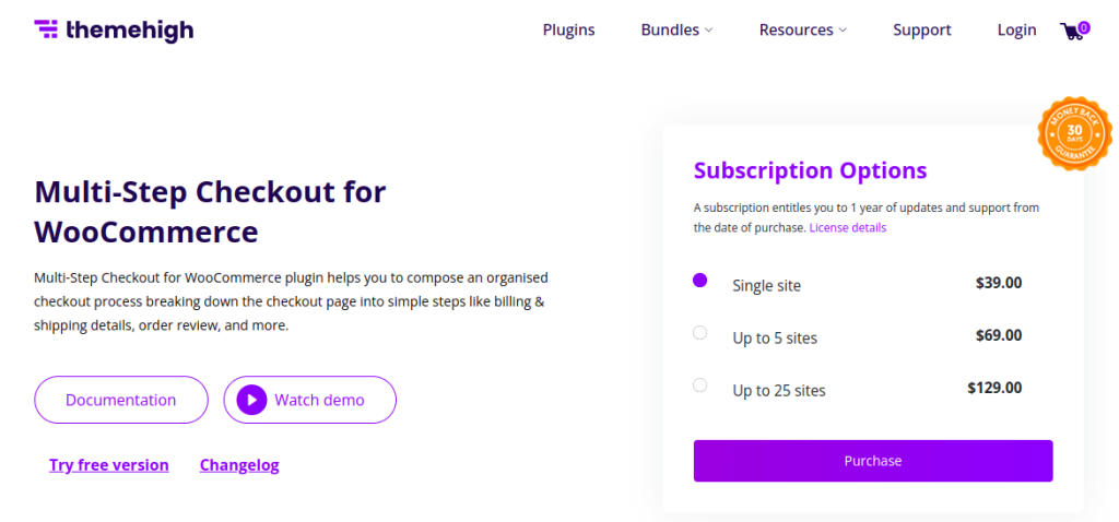 Product page of Multi-Step Checkout for WooCommerce - A WooCommerce checkout plugin
