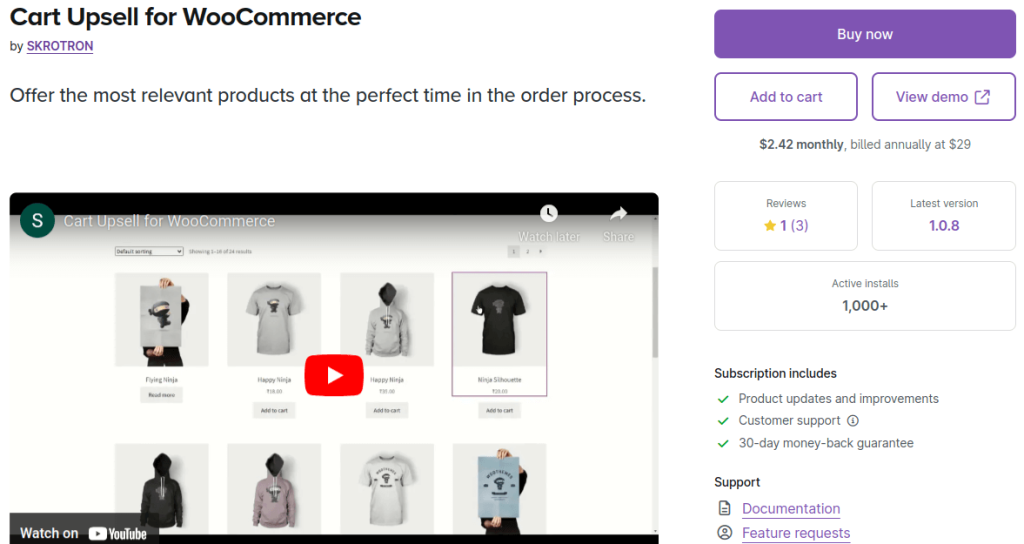 Cart upsell for WooCommerce