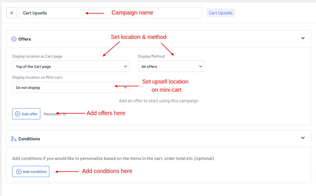 Creating cart page product upsells