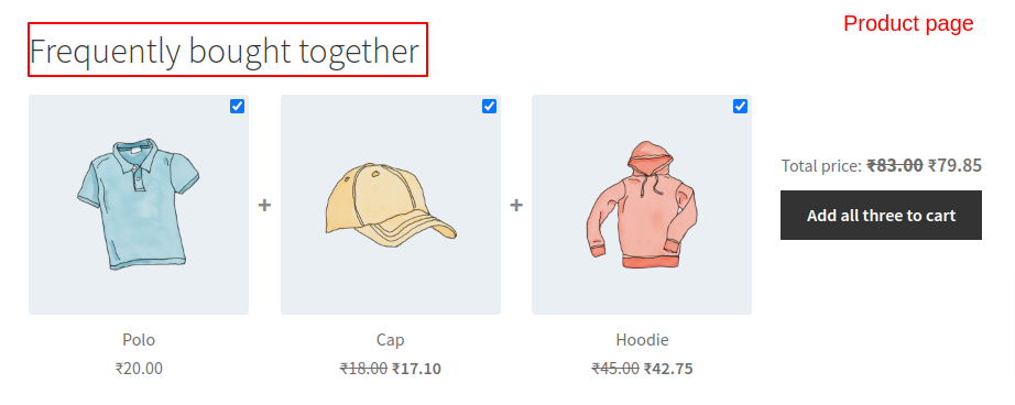 Display of WooCommerce upsell products on the product page