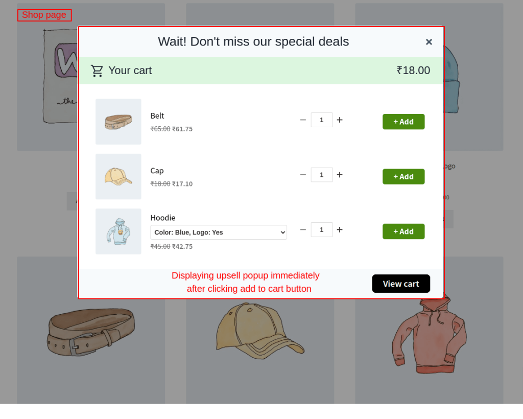 Displaying upsell popups for WooCommerce after clicking the add to cart button