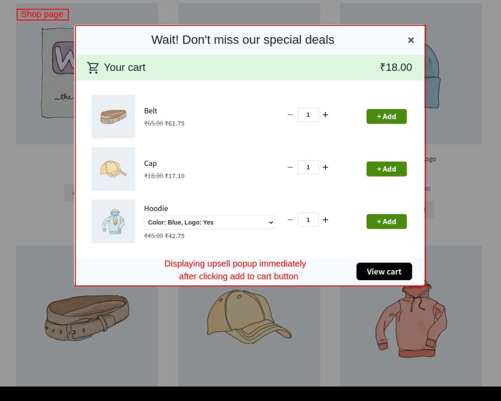 Displaying upsell popups in WooCommerce after clicking the add to cart button