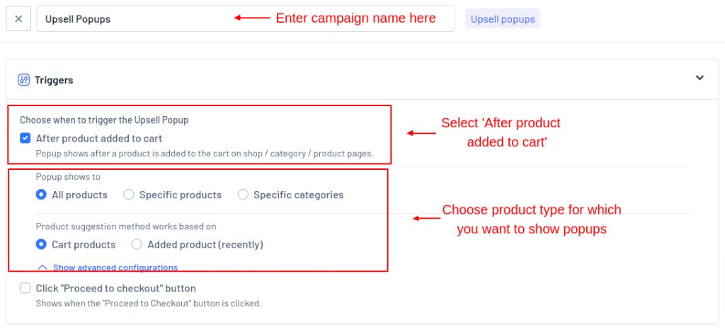 Setting popup trigger to ‘After product added to cart’