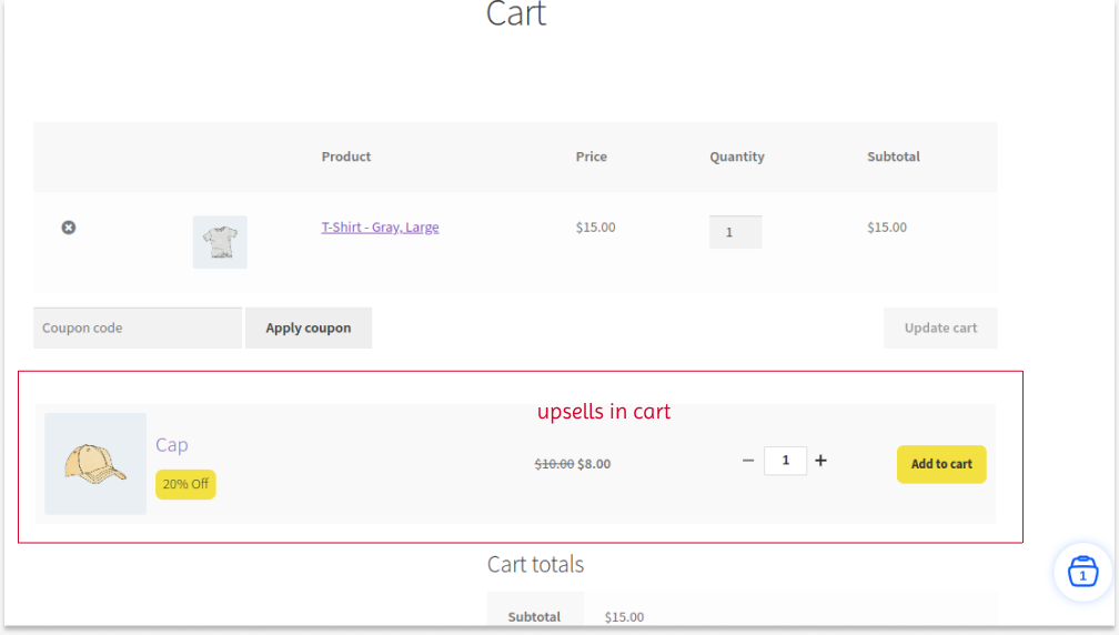 Showing upsells in WooCommerce cart pages