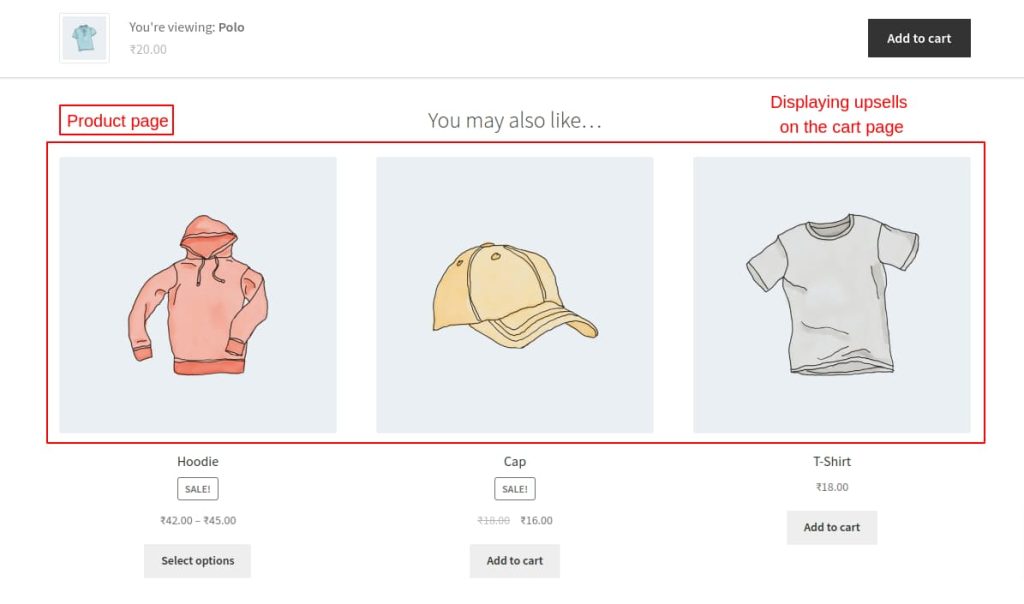 Showing upsells on the product page