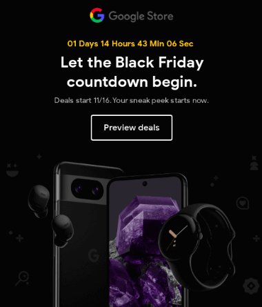 Countdown timers for black friday by Google