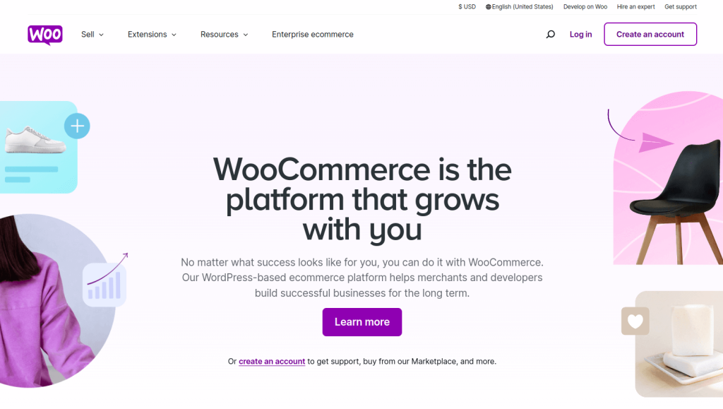 Home page of WooCommerce