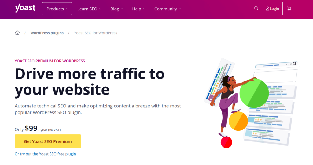 Homepage of Yoast SEO, a WooCommerce Black Friday plugin