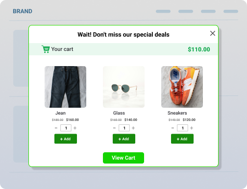 One-click upsell popup example