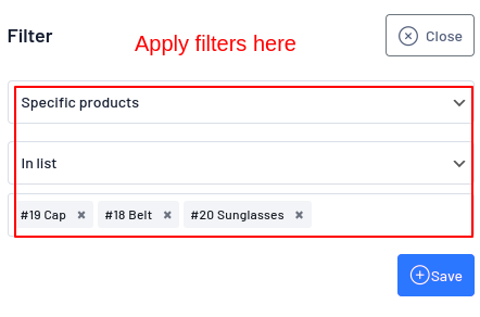 Applying filters to show FBT suggestions
