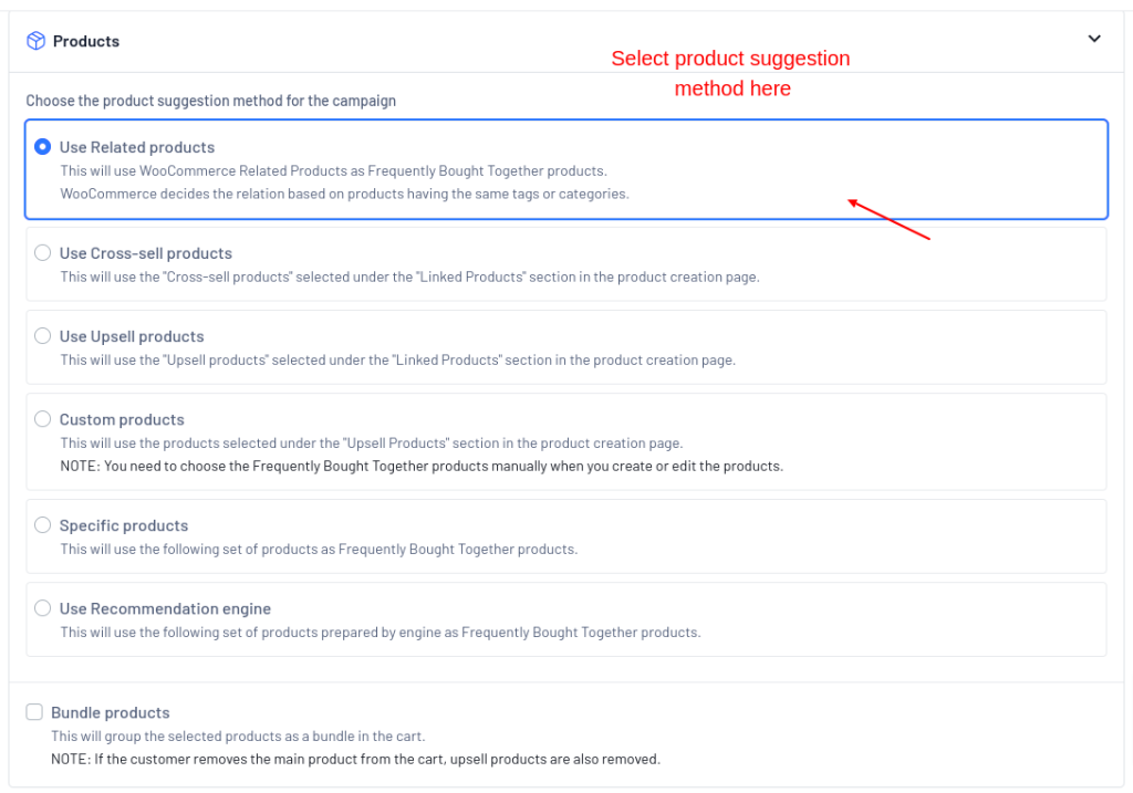 Choosing product suggestion method
