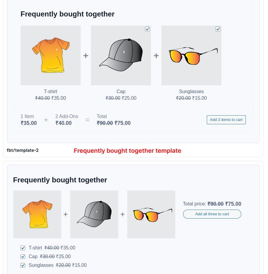 Pre-designed templates for frequently bought together in WooCommerce