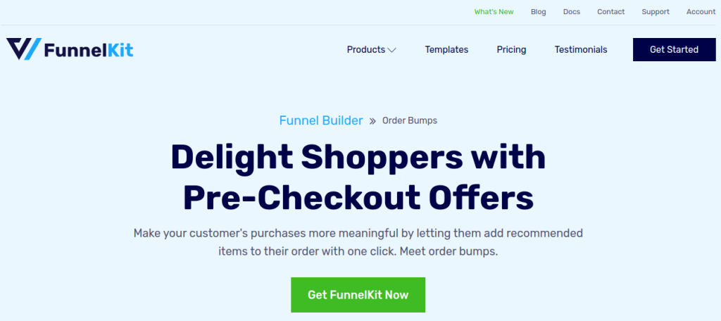 Product page of FunnelKit order bumps, a WooCommerce upsell plugin
