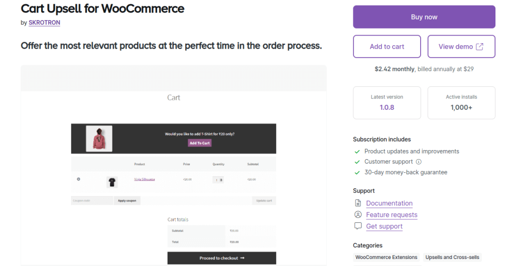 Skrotron - Cart Upsell plugin