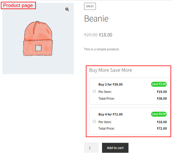 Buy More Save More suggestion on the product page