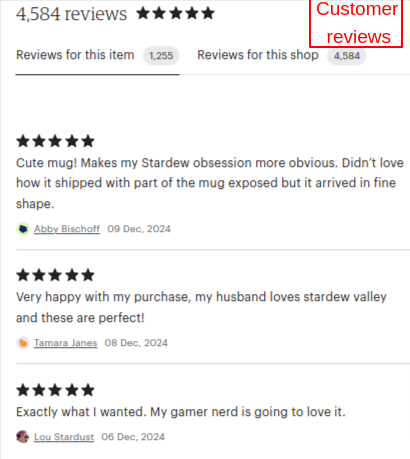 Customer reviews example