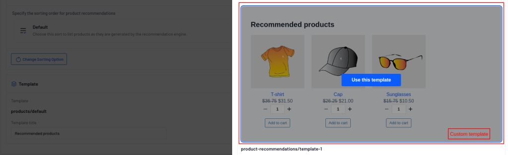 New custom template in smart product recommendations campaign