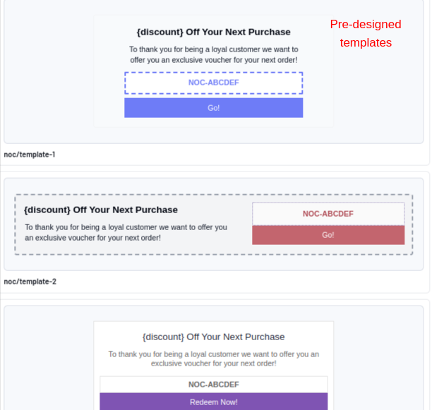 UpselWP’s next order coupon templates