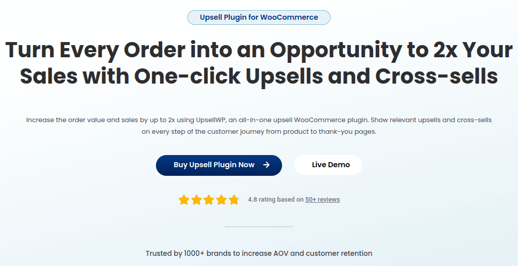 Homepage of UpsellWP WordPress eCommerce plugin