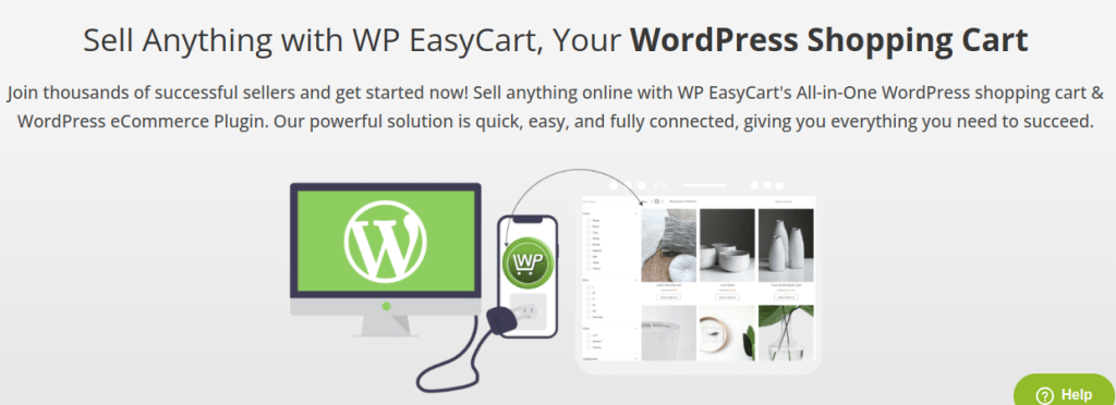 Homepage of WP EasyCart