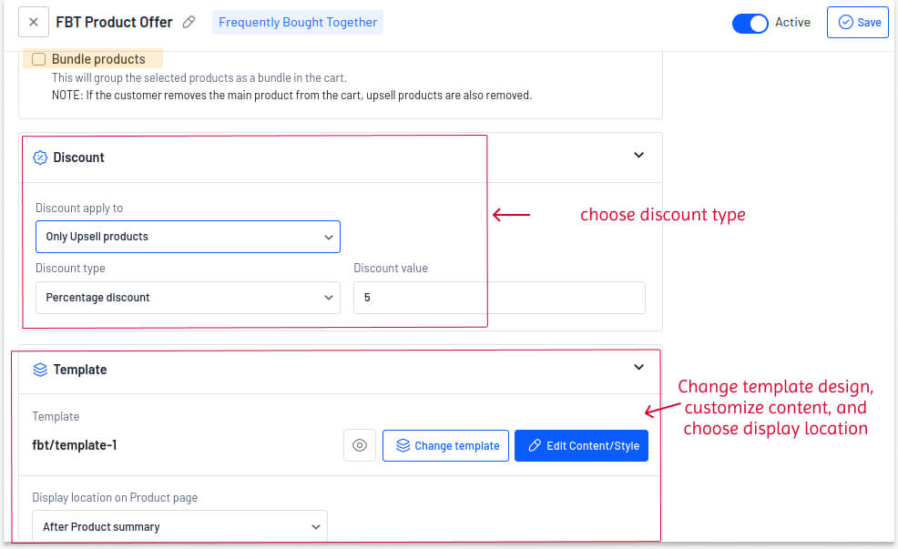 Campaign 1c - Setting discounts for the FBT upsells
