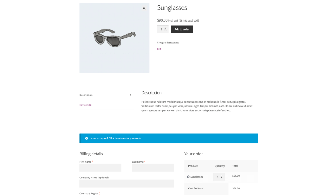 Add to Cart button now says Add to Order