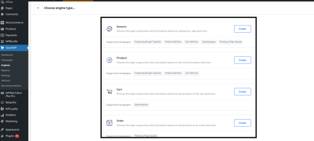 Select the recommendation engine type